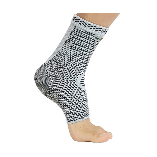 Neotech Care Ankle Support Sleeve - Bamboo Fiber Knitted Fabric - Light, Elastic & Breathable - Medium Compression - Sports, Exercise, Gym - Right or Left Foot, Men, Women - Grey (Size M, 1 Unit)