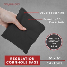 Play Platoon Premium Weather Resistant Duck Cloth Cornhole Bags - Set of 8 Bean Bags for Corn Hole Game - 4 Silver & 4 Black