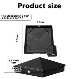 Voittozege 16 Pack 6x6 Black Post Caps Aluminum Pyramid Post Cap Decorative Fence Post Covers Works Only for Actual 5.5 x 5.5 Inch Wood Post with Screws for Garden Fencing Decks Corridors Mailbox Pole