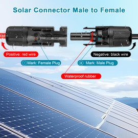 XRDS -RF Solar Panel to DC 8mm Adapter Cable 25FT, Solar Connector to DC7909/8020 Male Plug Extension Cord, 12AWG+14AWG Tinned Copper Wire Compatible with Portable Power Station
