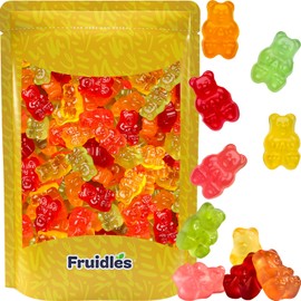5 Assorted Natural Gummy Bears Great for Parties, Events, Birthday, and Snacking (Half-Pound)