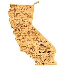 Totally Bamboo Destination California State Shaped Cutting Board, Charcuterie and Cheese Serving Board – California Gift for Home Décor or Everyday Kitchen Use