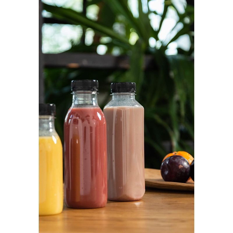 Nipter Plastic Bottles for Filling, Square Bottles, Transparent Smoothie Bottle,