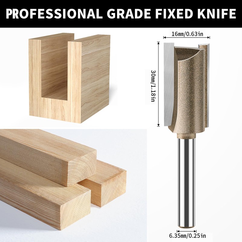 Router Bits 1/4 Shank, Straight Two Flute Router Bits 16mm