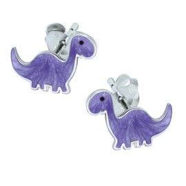 Purple Dinosaur Earrings - Sterling Silver