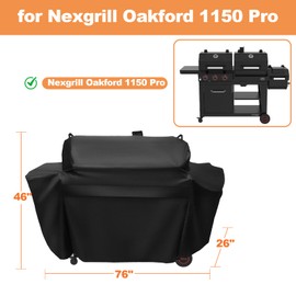 Grill Cover for Nexgrill Oakford 1150 Pro 3-Burner Propane Gas and Offset Charcoal Smoker Combo Grill, Waterproof UV Resistant Nexgrill Oakford 1150 Pro Grill 810-0072 Cover