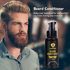 Ceenwes Kit de aseo de barba mejorado con acondicionador para barba, aceite de barba, cepillo para barba, peine para barba, bálsamo para barba, champú