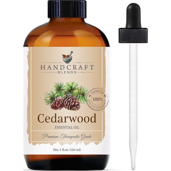 Handcraft Cedarwood Essential Oil - 100% Pure and Natural - Premium Therapeutic Grade with Premium Glass Dropper - Huge 4 fl. oz