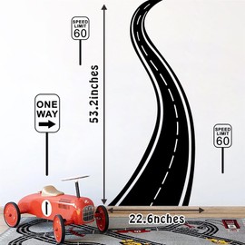 Large Road Wall Sticker Black Road Track Wall Decals Peel and Stick Highway Wall Stickers Traffic Speedway Vinyl Wall Stickers Road Race Wall Stickers for Kids Room Bedroom Boy Playroom Decor