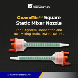 CosmoMix Square Static Mixer Nozzle Tube Tip, F System for 4:1/10:1 Mixing Ratio, 3.9 Inches, 18 Elements, 20 Pieces Epoxy Mixing Nozzle Tip For Adhensive Gun (‎RSF10-08-16L)