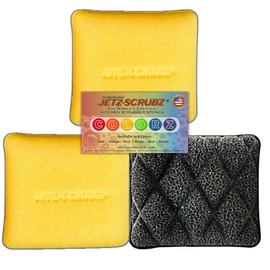 The Original Magic Jetz Scrubz J27 Kitchen Scrubber Sponge Rectangle, Pack of 3 (Gold)