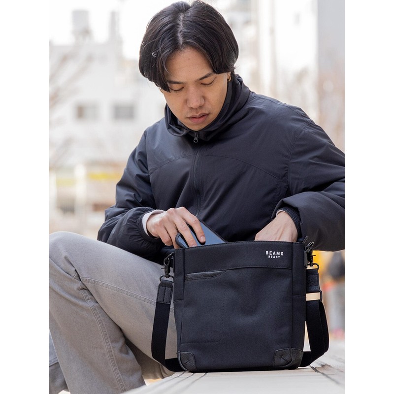 Beams Heart Men's Canvas Bag, Polyester Heathered Material, Mini Shoulder