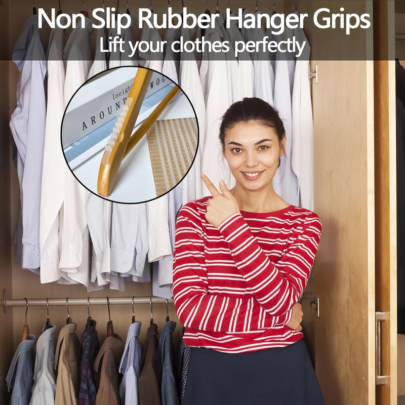 Snnshun 200 Pack Non-Slip Hanger Rubber Grips - Clear Strips,