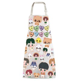 WZMPA SKZ Group Kitchen Apron SKZ Cartoon Member Gift K-Pop SKZOO Adjustable Apron With Pockets SKZ Group Merchandise (I.N Han Ap)