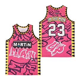 LEGEND 8 LEGACY24 Men's #23 Martin Movie Basketball Jersey Stitched S-XXL (Pink,S)