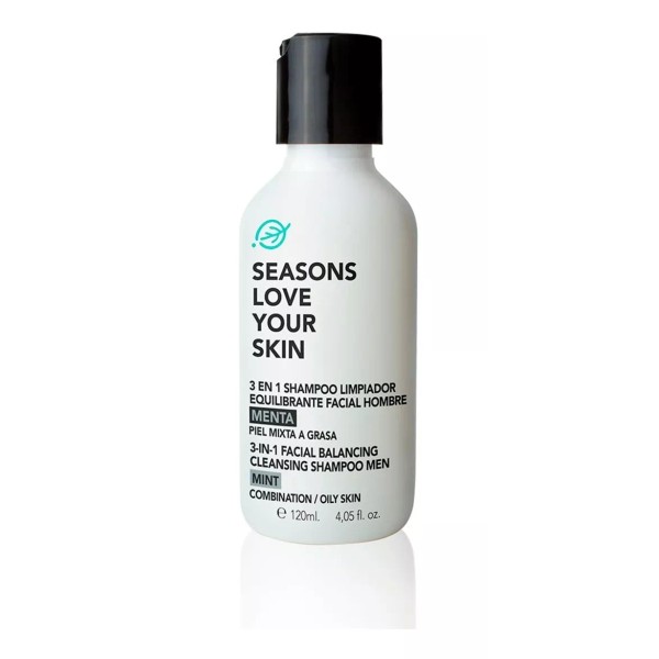 Seasons Love Your Skin 3en1 Shampoo Limpiador Equilibrante Facial Hombre Menta 120m