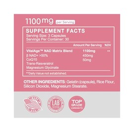 VHC Suplemento NAD+, liposomas alternativos NMN con CoQ10, Trans-Resveratrol para mujeres y hombres, energía de apoyo, antienvejecimiento, enfoque, 90
