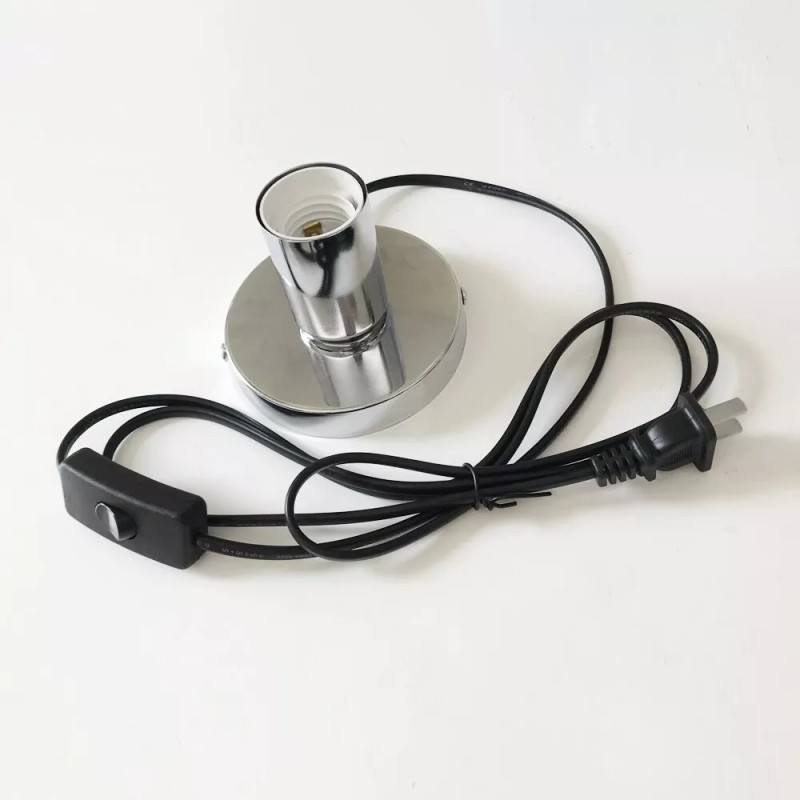 Lampara Bases Extension Socket E27 Switch On/off Portalampara Plateada