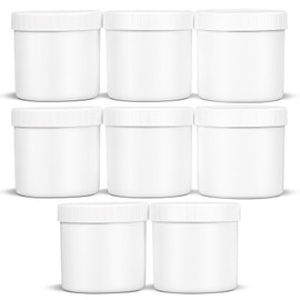 ASEVAT 8-Pack Overnight oats containers with lids Plastic White Round Food Storage Containers Leakproof Wide-Mouth MasonJars Empty Slime Containers Ideal for Food (WHITE, 16.9 OZ)