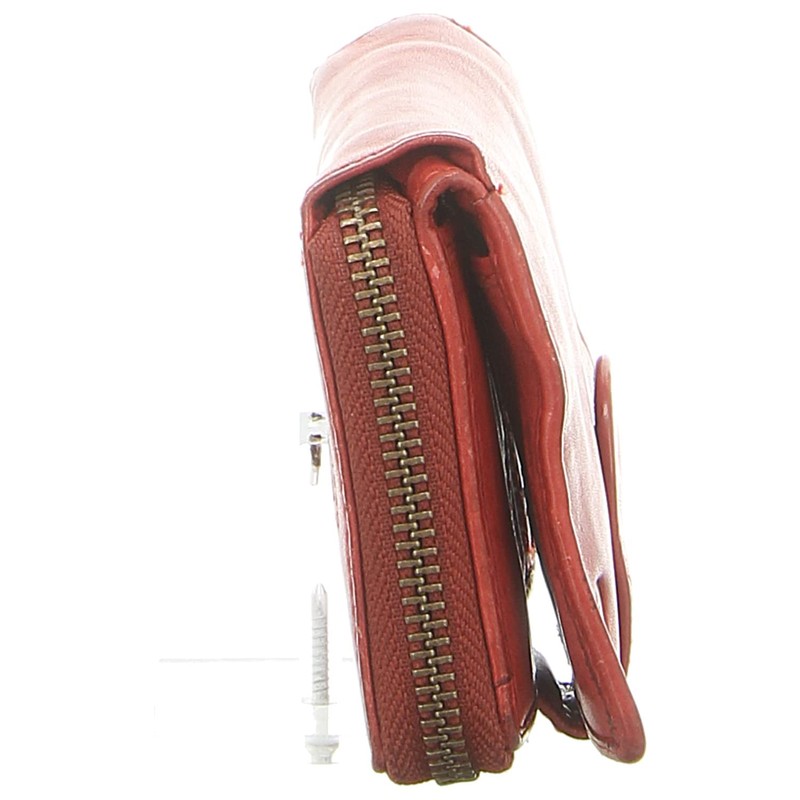 Bear Design Women's Leather Wallet 10 Card Slots Red