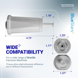 BlueStars PO2 BES008WHT0NUC1 Coffee Machine Water Filter compatible with BES880 Barista Touch, BES990 Oracle Touch BES980 Oracle & Bambino ClaroSwiss Sage Espresso Machine BES920 BES878 and more