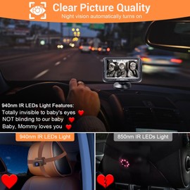 Rohent Brown Baby Car Camera - 1080P HD, 360° Adjustable, Night Vision, 150° Wide-Angle Lens, Easy Installation, Perfect Match for Brown Car Interiors, Ideal for Parents, Grandparents & Families