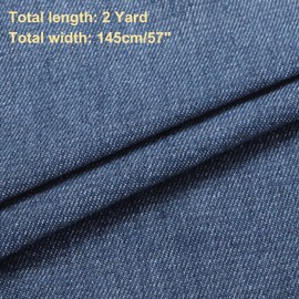 QUARKZMAN 10 oz Denim Fabric, 145 cm Stretch Cotton Denim Material, 2 m per Metre for Sewing, Quilting, Clothing, Fabric, DIY Crafts, Blue