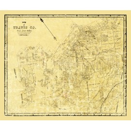 Maps of the past Historic County Map - Travis County Texas - Rosenberg 1861 - 27.28 x 23 - Matte Canvas
