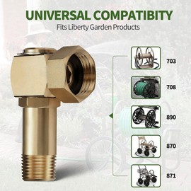 Yosoo Health Gear Heavy Duty Brass Shut Off Valve Garden Hose Elbow Connector 90 Degree Adapter G1/2 for Garden RV Water Intake, Reduces Stress on Hose Fittings with Large Diameter Flow