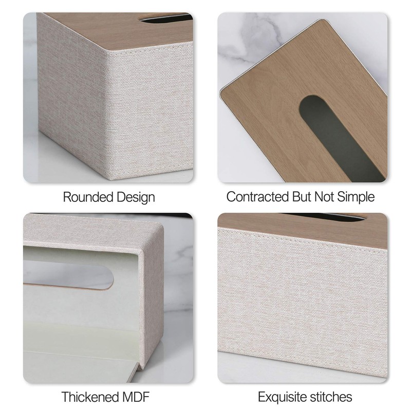 Tissue Box Cover Rectangular PU Leather Facial Tissue Dispenser Box