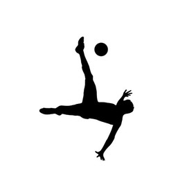 CMI ND124 Soccer Player Doing Bicycle Kick Decal Sticker | 5.5-Inches by 4.1-Inches | Premium Quality Black Vinyl