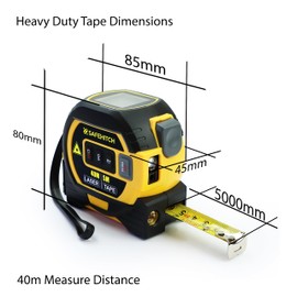 SAFEHITCH - 3 in One Tape Measure - Laser Measure - Vertical Cross Line - Digital Laser Distance Meters - LCD Display - 40M Laser Measure - 5M Tape Measure