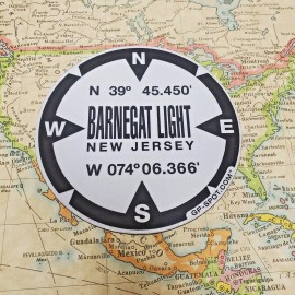 Barnegat Light, New Jersey GPS Magnet - Reflective Vinyl GPS Marker Magnet