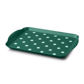 Zeal - Bandeja de melamina para Servir Alimentos con Asas y Bordes labiales, Bandeja de Regazo de Lunares de 30 x 21 cm, Verde Bosque