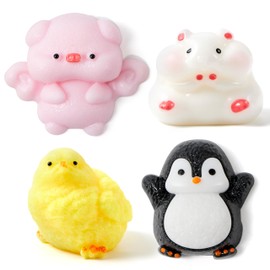 JOYIN 4 Pcs Animal Taba Squishy Squishies Toys, Ultra Soft Colorful Fufu Squishy Toys, Chick Taba Squishies Squeeze Toys for Adults Kids