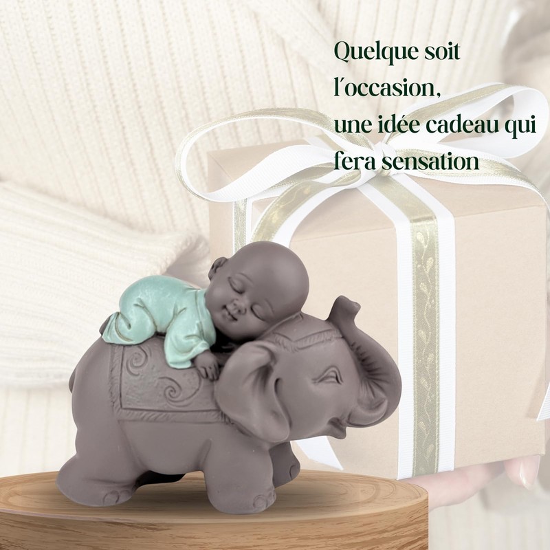 Zen'Light Statue Buddha Bonze Sleeping on Elephant - Zen Atmosphere