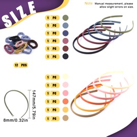 Swpeet 24Pcs 12 Colors Plastic Hairbands with Hair Loops Assortment Kit, Multi-Use Hair Bands Spring Hair Hoop Band Fashion Headbands Headwear Accessories for Sports, Outdoor