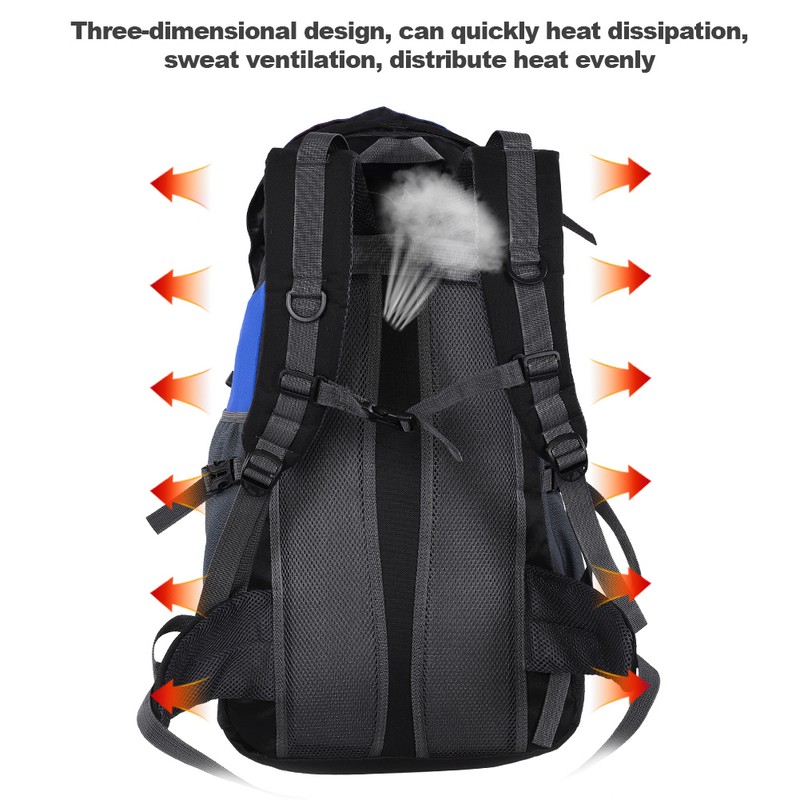 50L Waterproof Bag Camping Climbing Outdoor Travel Hiking Backpack Blue