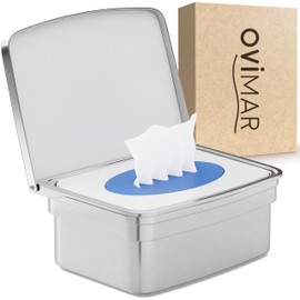 ovimar Wet Wipes Box with Lid, Taksensand, in Elegant Silver Polished Stainless Steel, for Drilling, So Cosmetic Tissues Stay Fresh Thanks to the Wet Wipes Storage Box