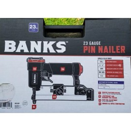 BANKS (USA SELLER) BANKS 23 Gauge Air Pin Finish Nailer Nail Gun for Trim Moulding