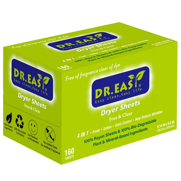 Dr.Easy Dryer Sheets Free & Clear Plant Based all ingredients