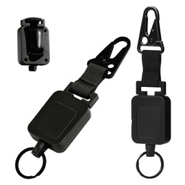 2-Pack Retractable CB Microphone Holder with Mounting Kit – Adjustable Gear Keeper Mic Hook Stand with Tether – Heavy-Duty Microphone Retractor for Truck, RV, Off-Road Vehicles (Black)