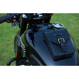 Trip Machine Company Genuine Leather Motorcycle Magnetic Fuel Tank Pouch To Carry All Your Riding Essentials (Black)