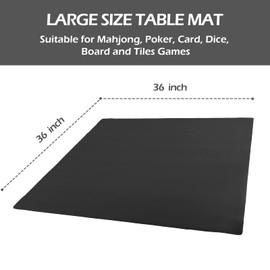 GUSTARIA Mahjong Mat, Mahjong Table Mat for Poker, Card, Board Games, Tile Game and Dominoes, Game Mat with Carrying Bag & Dice (Black, 35" L x 35" W)