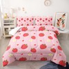 Nttopship Cute Strawberry Comforter Sets，Bedding Sets Full Size for Kids,Cute