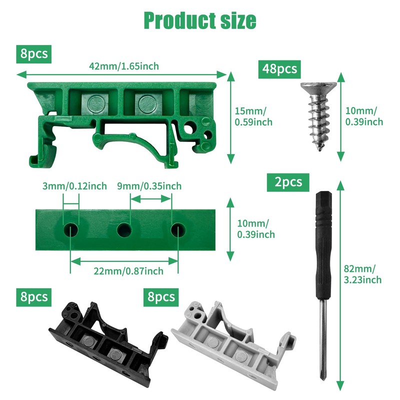 24 Pieces (12 Sets) DIN Rail Adapter Set, Terminal Blocks,