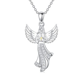 SELKAT Angel Necklace 925 Sterling Silver You Are My Angle With Wing Pendant Angle Jewelry Birthday Gifts For Women, Sterling Silver, Cubic Zirconia