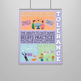 Tolerance Poster – Character Building – 16 x 20 – Growth Mindset – Social Emotional – Moral Intelligence – Classroom Decor – School Counselor – Educator – Administrator – Virtues – Values