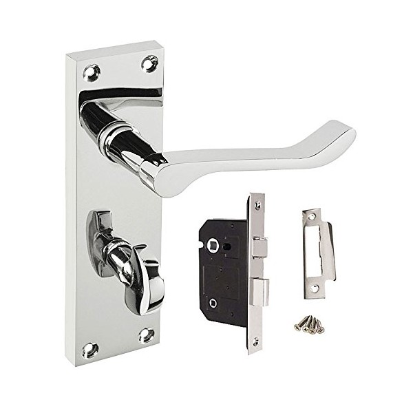 HANDLESTORE Victorian Scroll Bathroom Door Handle - Lock Options -