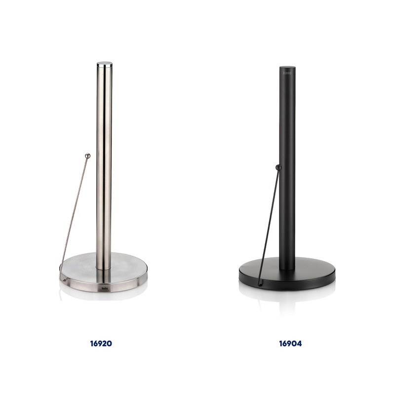 Kela Kitchen Roll Holder, Metal, Black, 33.5 cm